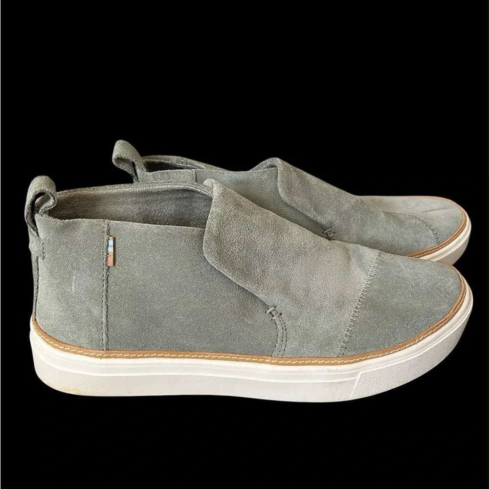 TOMS Paxton Suede Slip-on Sneakers in Vetiver Grey, Women’s Sz 8